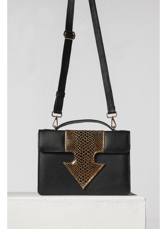 Spear Handbag Black X Gold