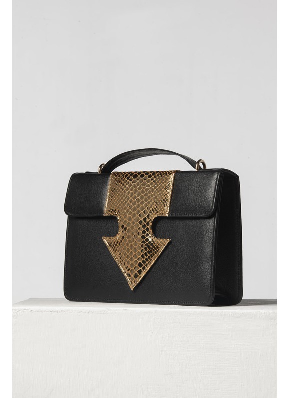 Spear Handbag Black X Gold